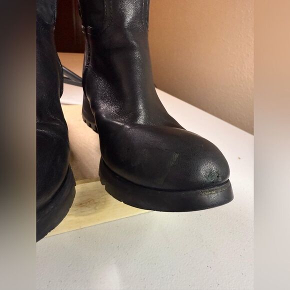 PRADA boots knee high 36.5 US 6.5 black leather nylon - Picture 7 of 16